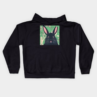 Cutest Black Bunny Cottontail Rabbit Eastern Cottontail in Black Kids Hoodie